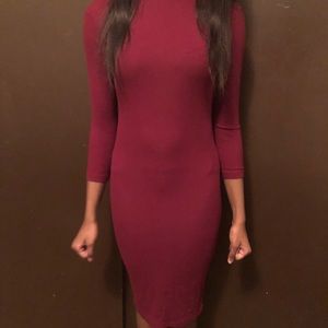 Burgundy body con dress